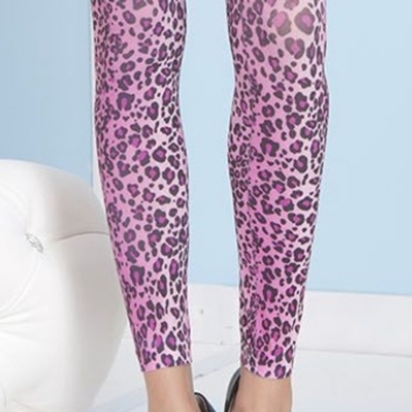 Front Oval Cut Out Leopard Print Footless Bodystocking - Picture 10 of 10